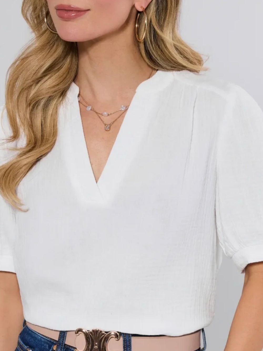 NWT Avara Tammy Blue Printed Gauze Top